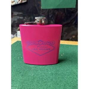 Pink Las Vegas Nevada Flask‎ 6oz Welcome to Fabulous Las Vegas Souvenir